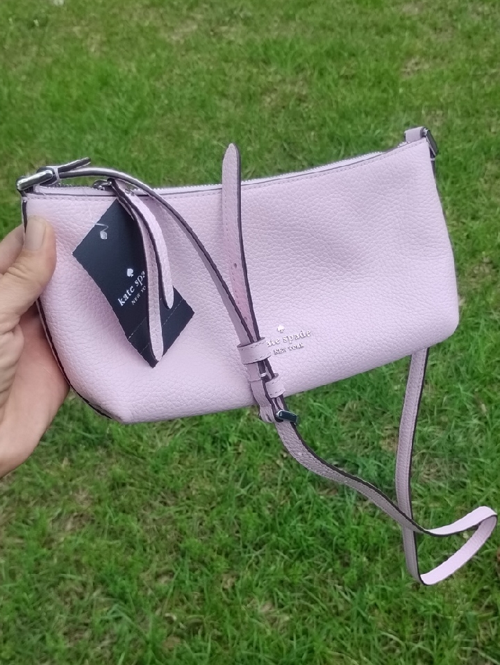Kate Spade Light Pink Pebbled Leather Nwt And Foiled Bag Charm Set